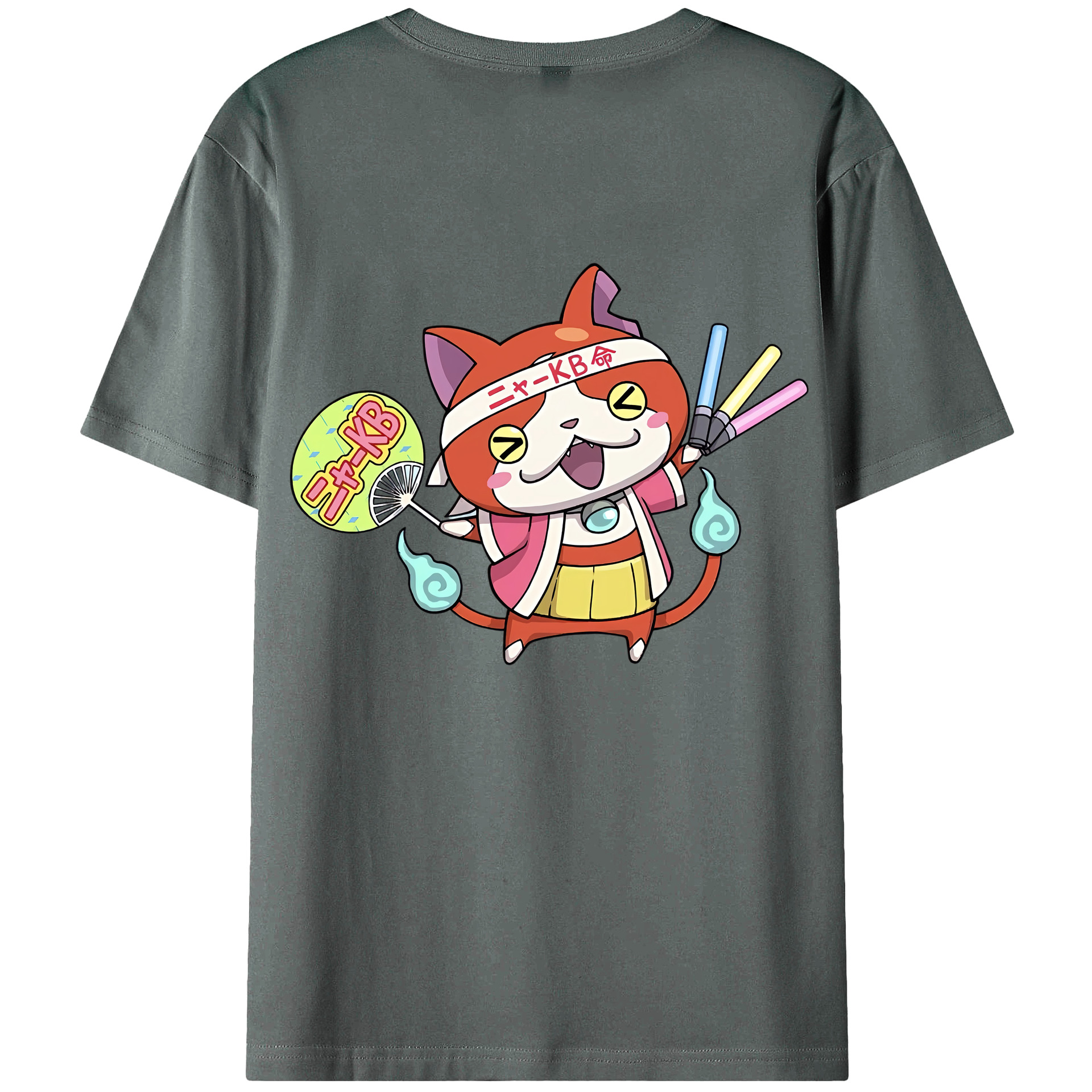 （画像用） 妖怪ウォッチ Yo-kai Watch 綿100％ メンズ半袖Tシャツ（バックプリント） 通気性